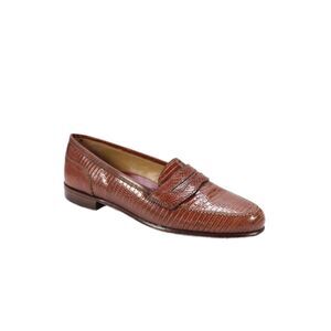 Warren Edwards Womens Lizard Slip On Flats Loafers Shoes Brown Size 8.5